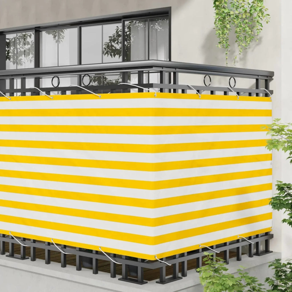 Schermo da balcone Giallo e Bianco 110 x 300 cm Tessuto Oxford 42030629