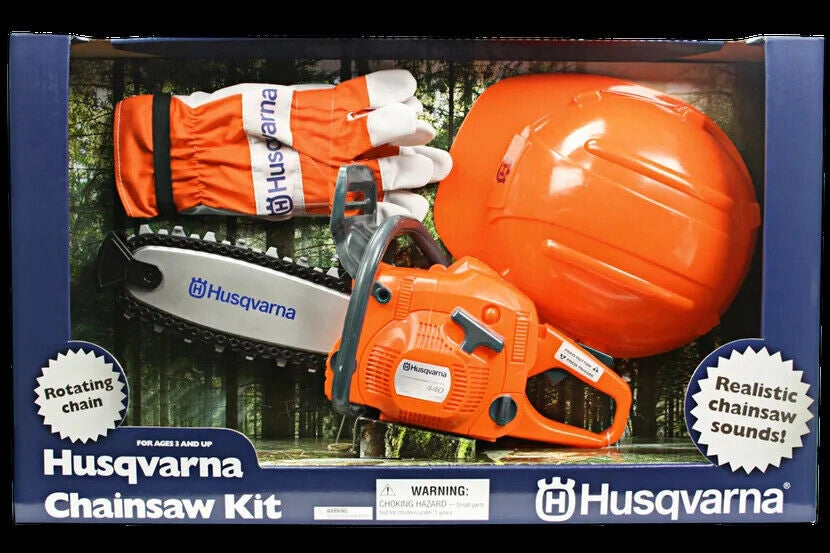 Motosega giocattolo Husqvarna con Kit sicurezza