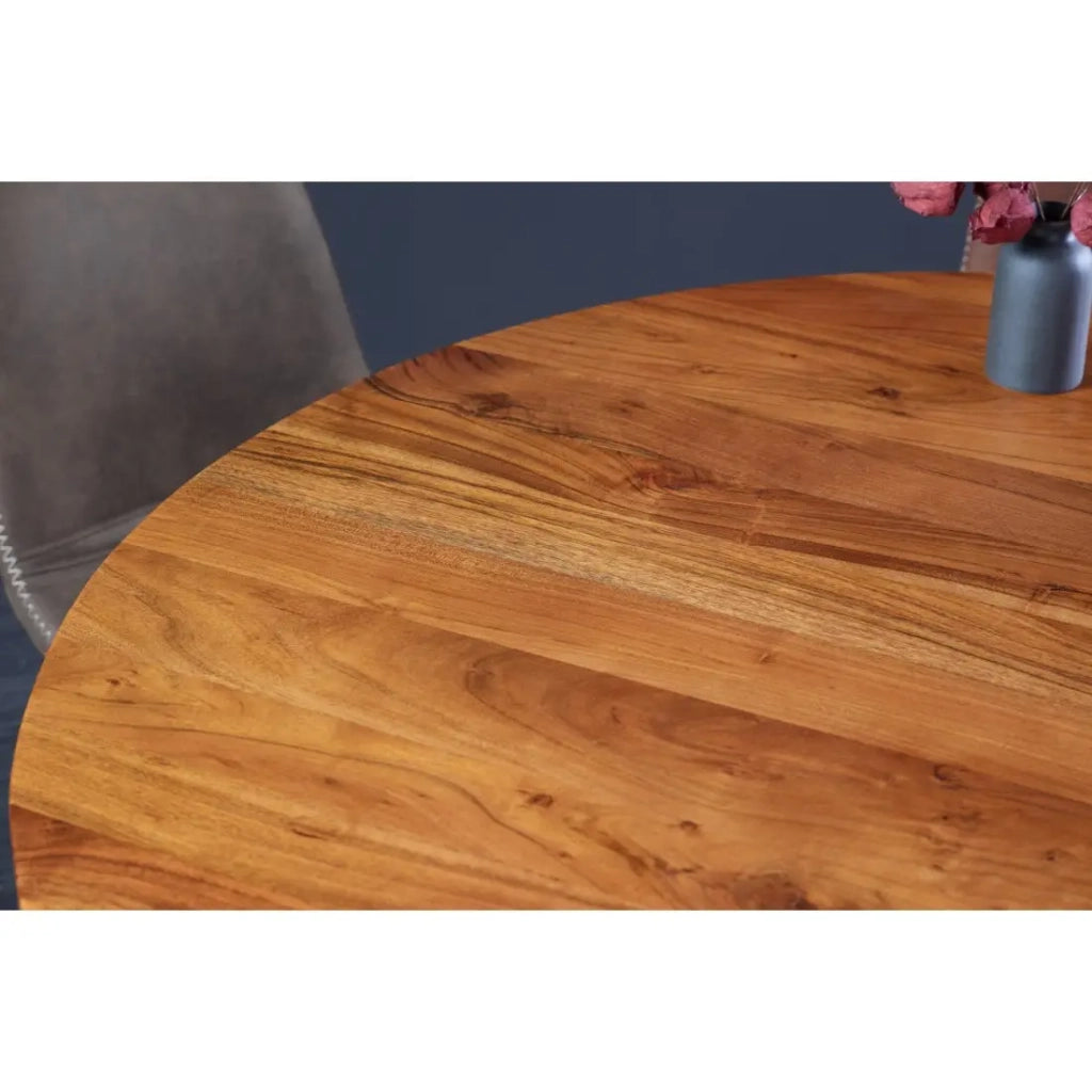 Tavolo da pranzo TALMA 130 cm – Piano rotondo in acacia verniciato – Stile rustico e accogliente