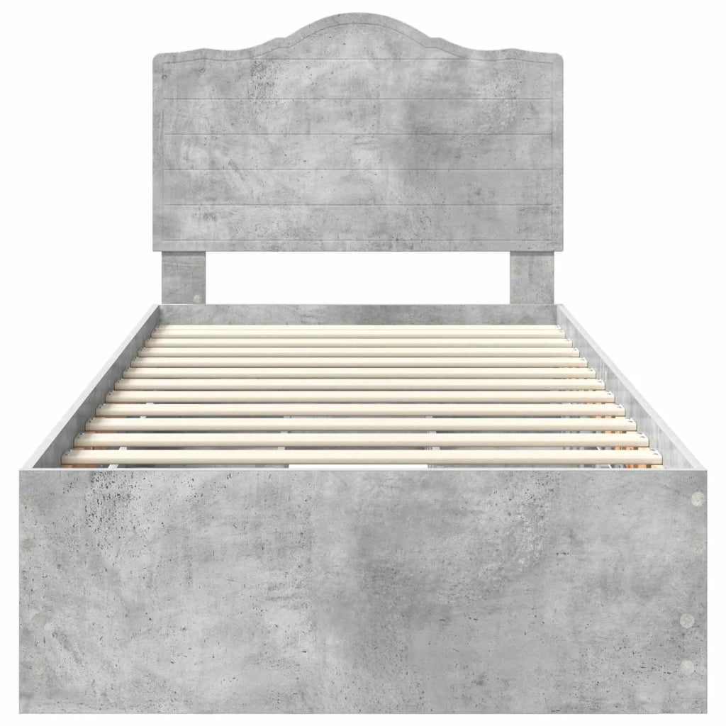 Letto singolo | Letto per adulti | Struttura del letto con cassetto Grigio Cemento 75 x 190 cm