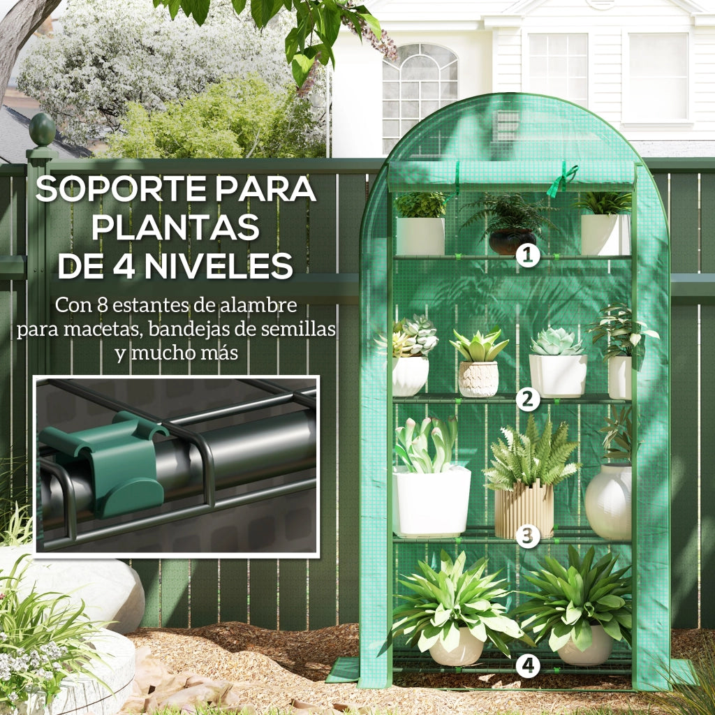 Serra da Giardino con 4 Ripiani ¨C Xylo ¨C Struttura Acciaio e Copertura PE Verde 105x45x160 cm