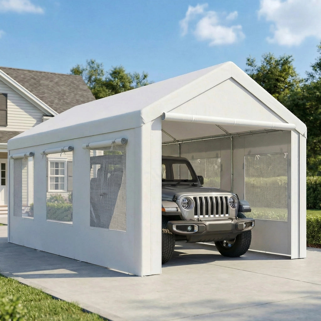 Tenda Garage Auto 3x6m ¨C Xylo ¨C Bianco con Protezione UV30+ e Zanzariera