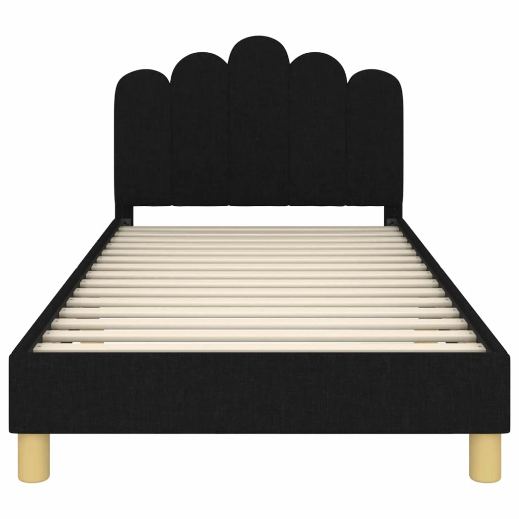 Struttura letto bambini con testata-Giroletto per bambini Nero 90 x 200 cm Tessuto 132026