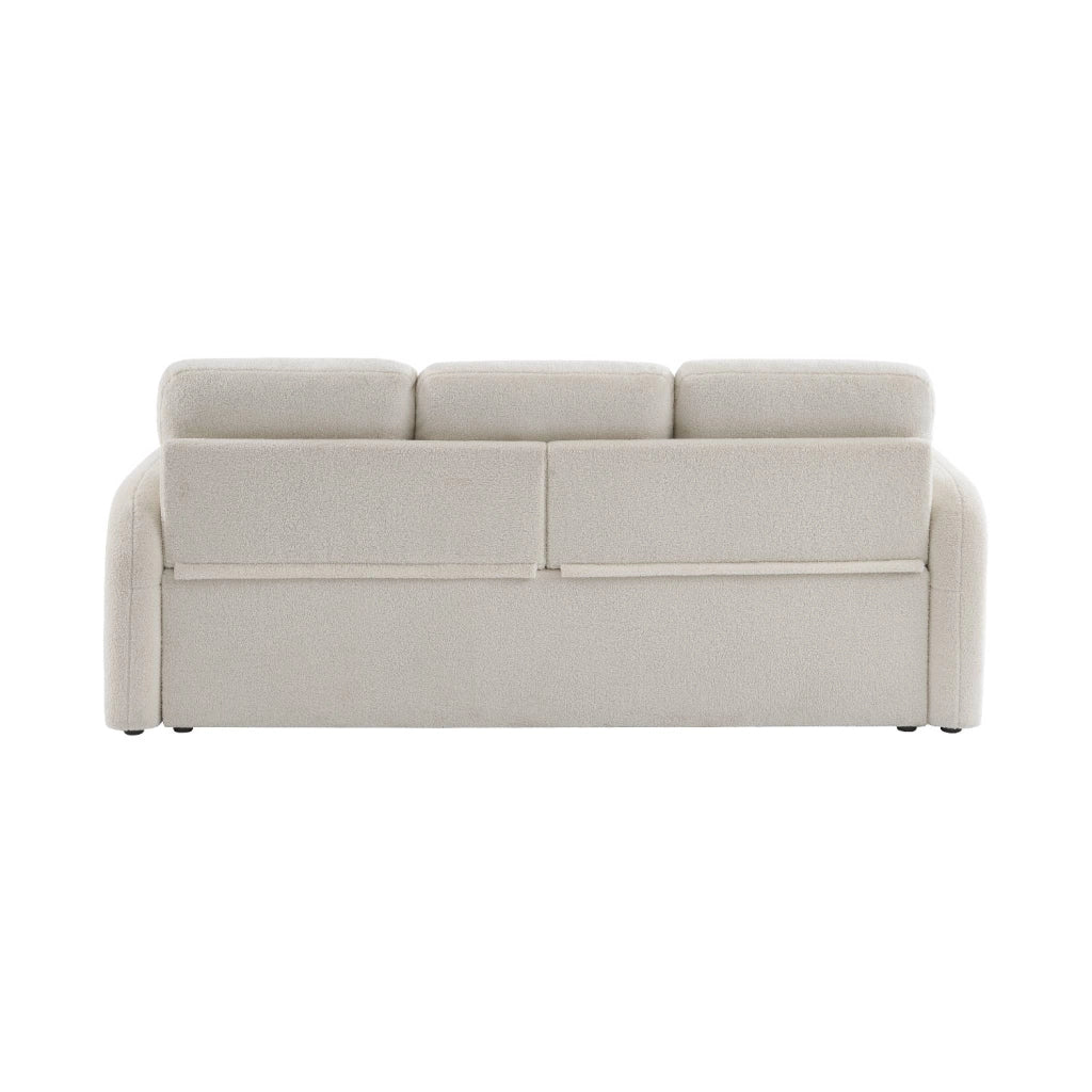 Divano in tessuto bouclé, 3 posti, crema