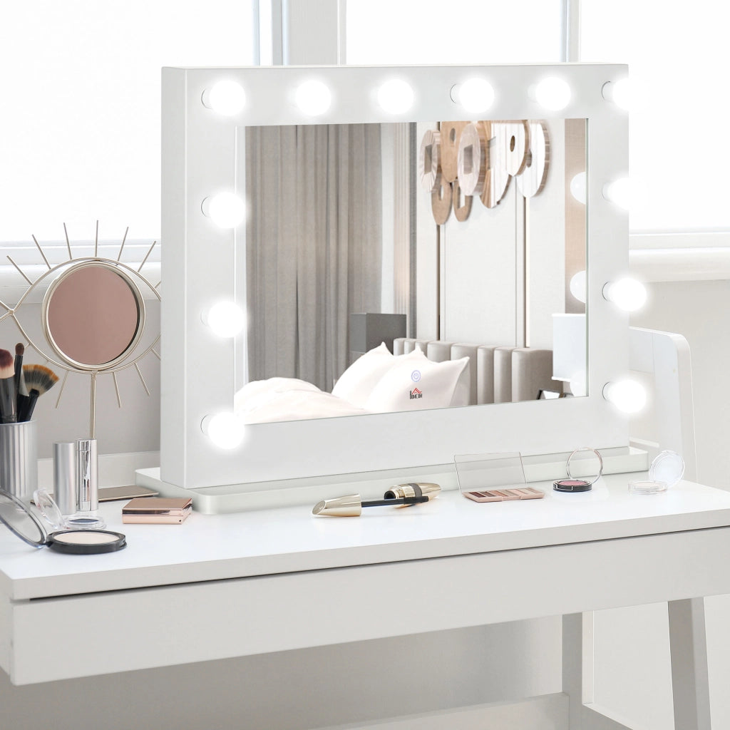 Specchio Hollywood con Illuminazione LED ¨C Minimal ¨C Bianco 80x60 cm