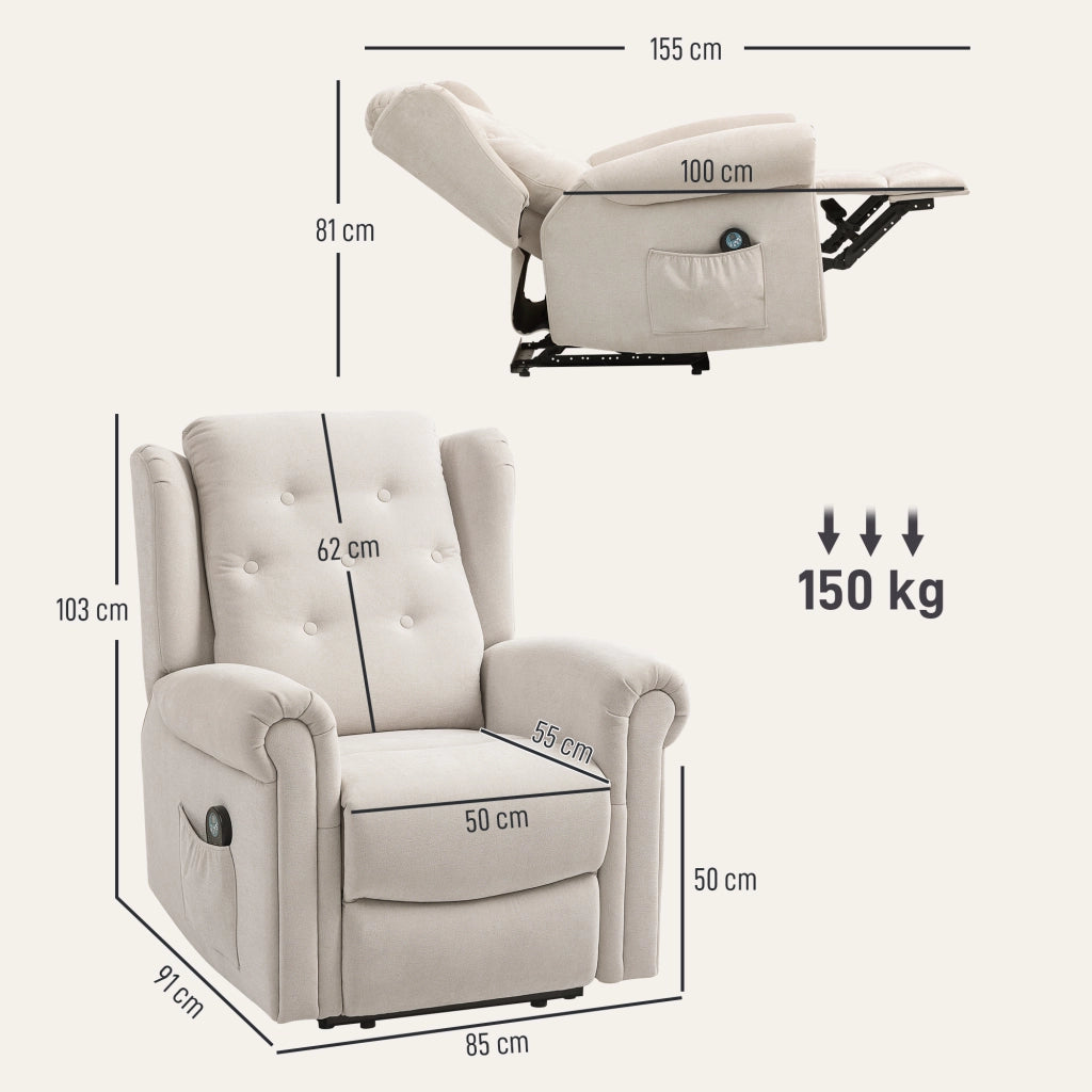 Poltrona relax massaggiante con riscaldamento e poggiapiedi regolabile - Xylo - beige