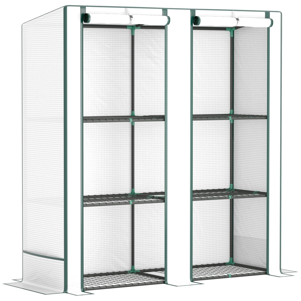 Serra con tetto a falda, doppie porte, ripiani, serra invernale in alluminio realizzata in acciaio, serra per balcone, giardino, serra per pomodori