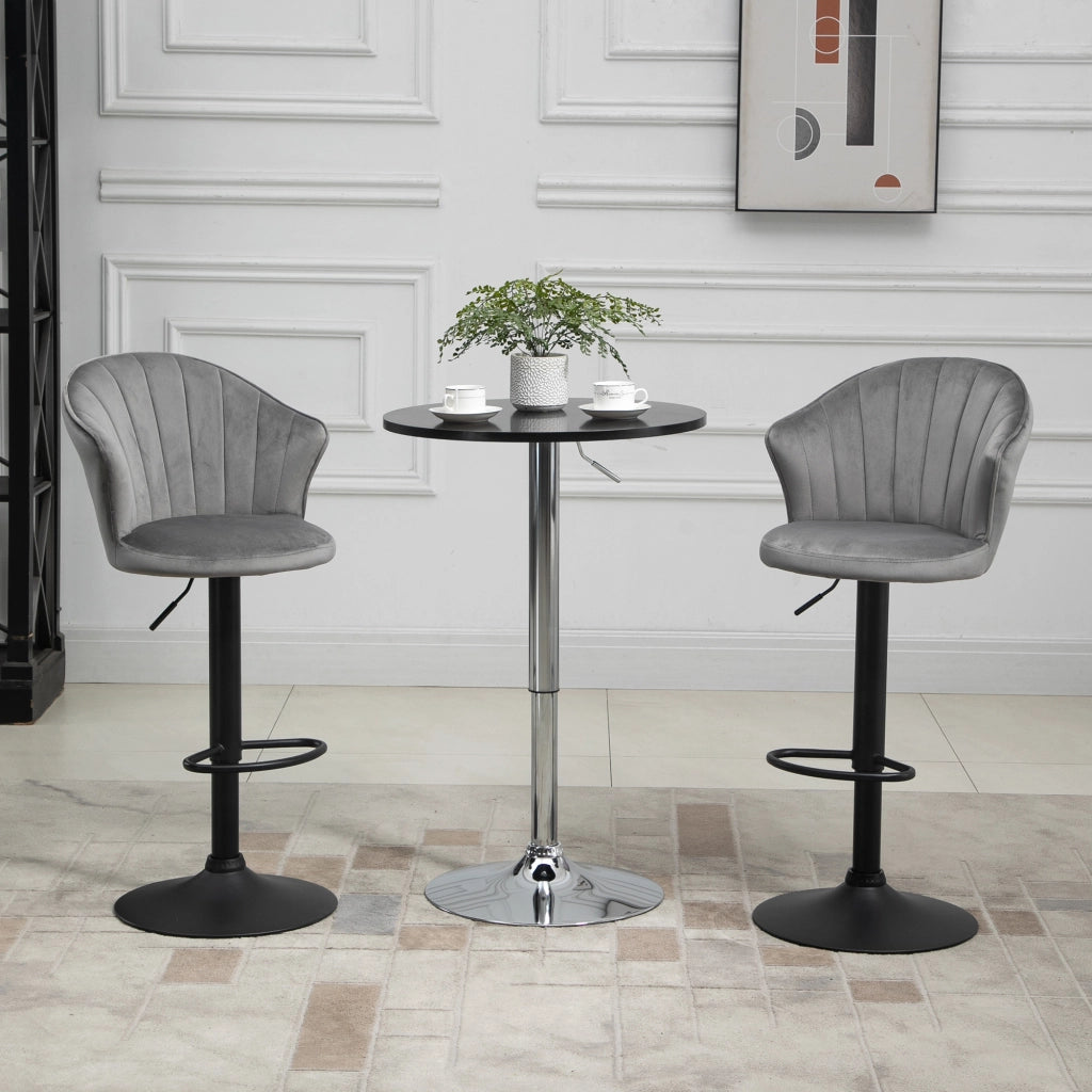 SGABELLO BAR Girevole e Regolabile in Altezza, Set da 2 Pezzi, 54x56x91-111 cm, Grigio