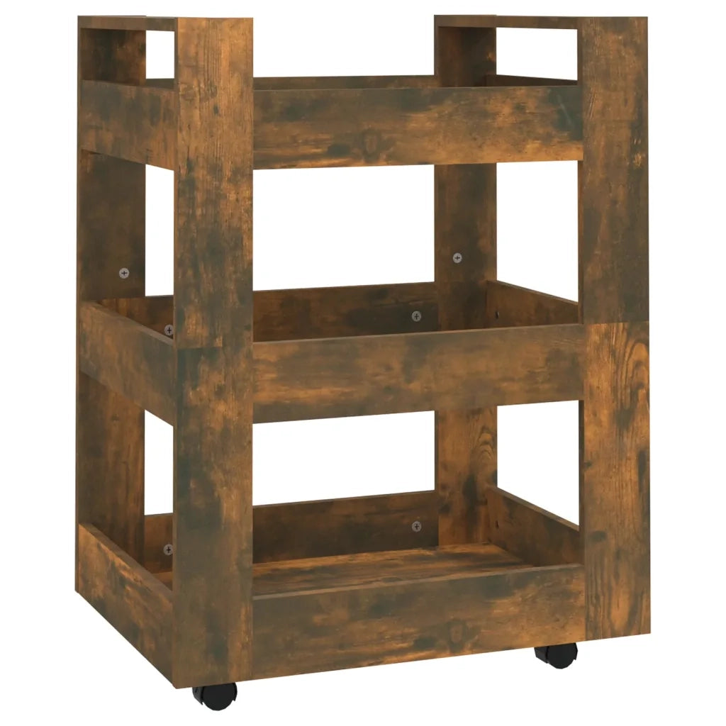 Carrello da Cucina-Scaffale per Cucina rovere fumo 60x45x80 cm Legno Multistrato 261194