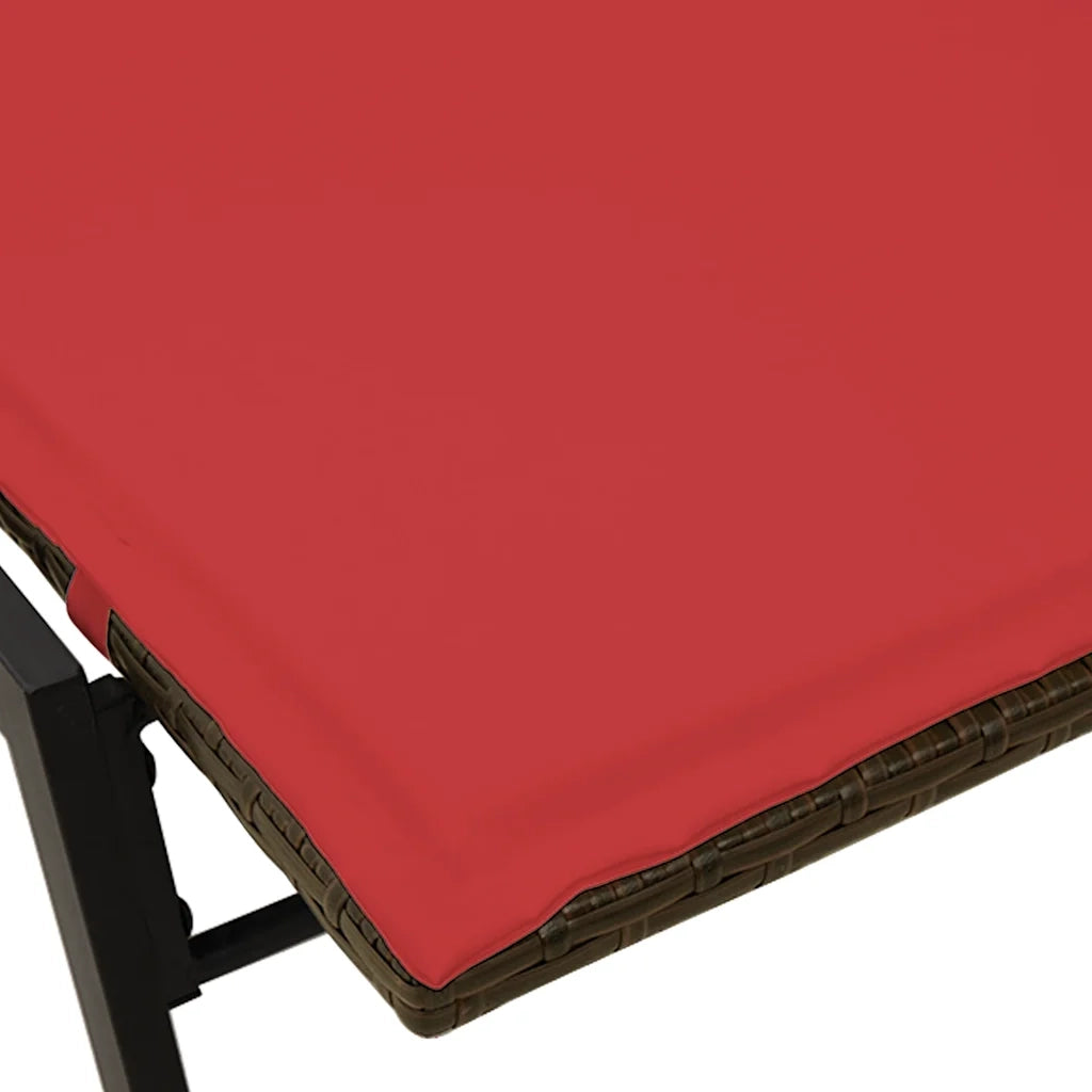 Lettino Prendisole con Cuscino Marrone in Polyrattan 4104085