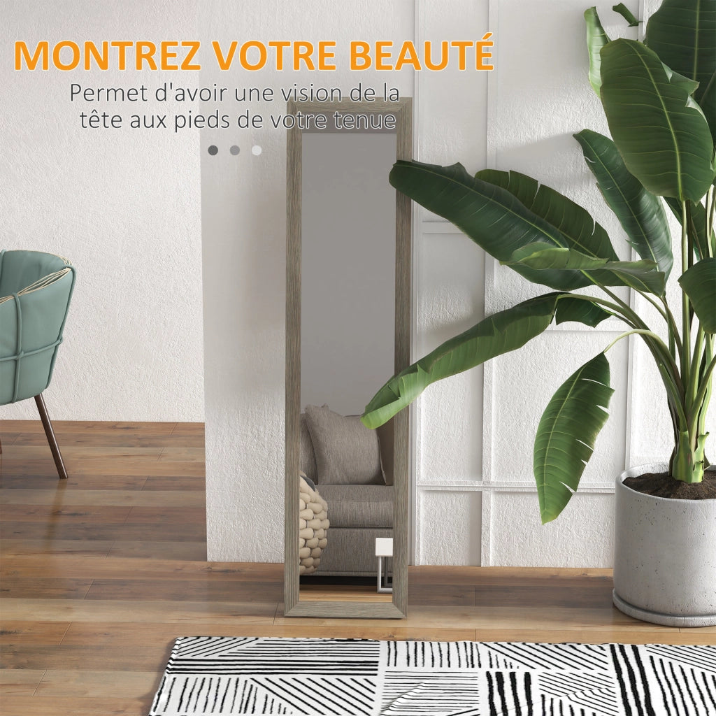 Specchio da Terra Rettangolare ¨C Xylo ¨C Cornice Legno Grigio 37x155cm