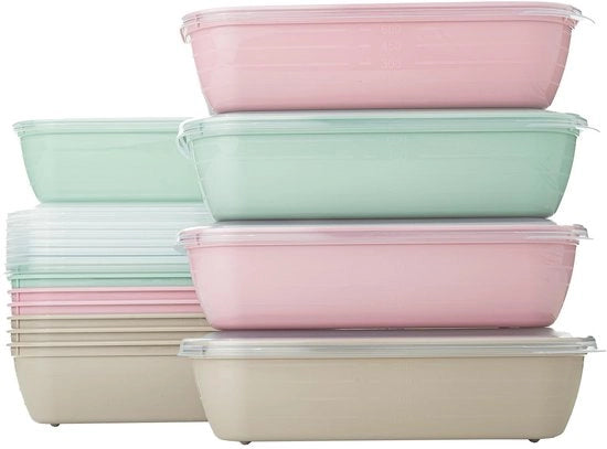 Confezione da 12 pezzi di contenitori in plastica per alimenti da 800 ml, BPA liberi, resistenti a microonde, lavastoviglie e congelatore, con coperchi, contenitori riciclabili
