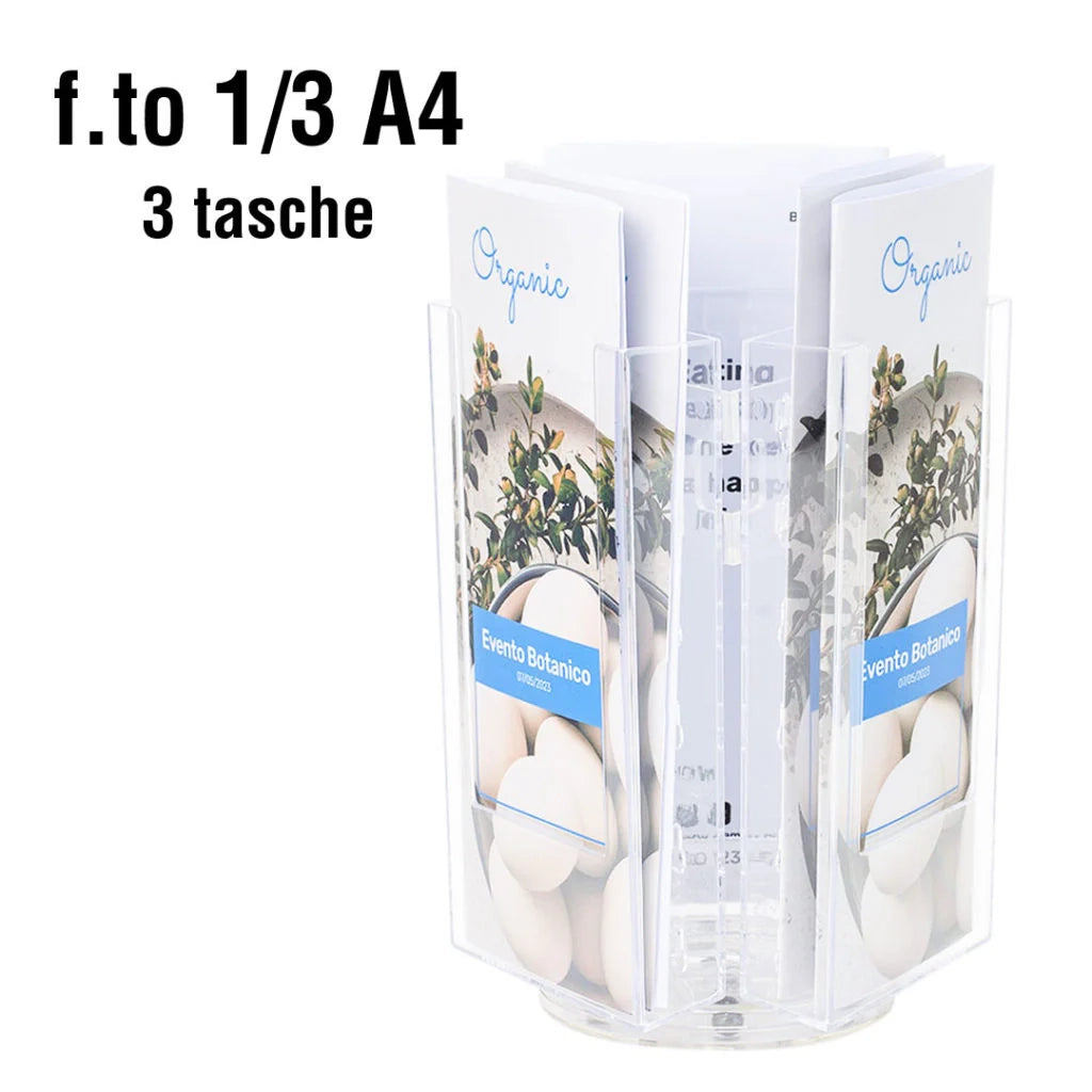Portadepliant da banco girevole 3 tasche 1/3 A4