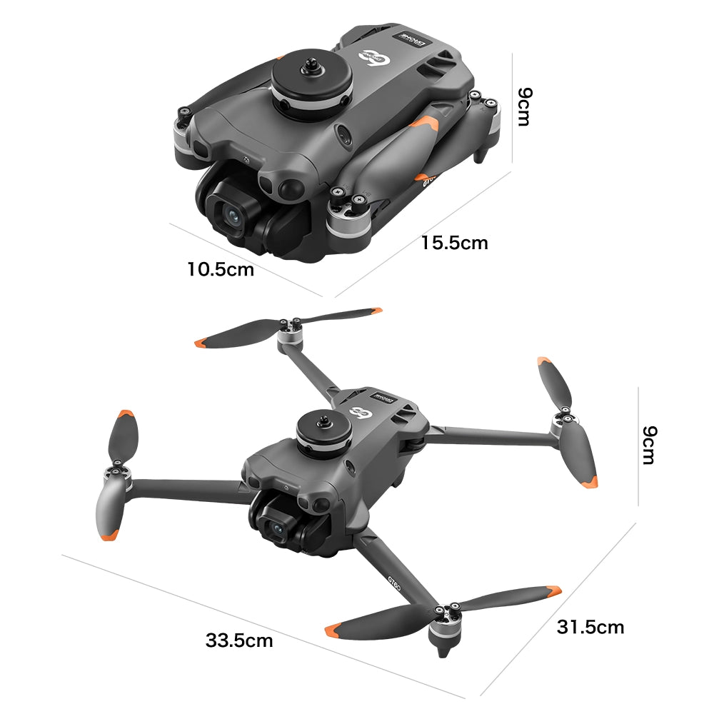 Drone pieghevole con telecamera GT60 720P GPS 1 batteria 3.7V 2650mAh 20 min schermo 4.3 evitatore ostacoli 245g gimbal 90 gradi 5G 12+ EIS borsa 6 CH