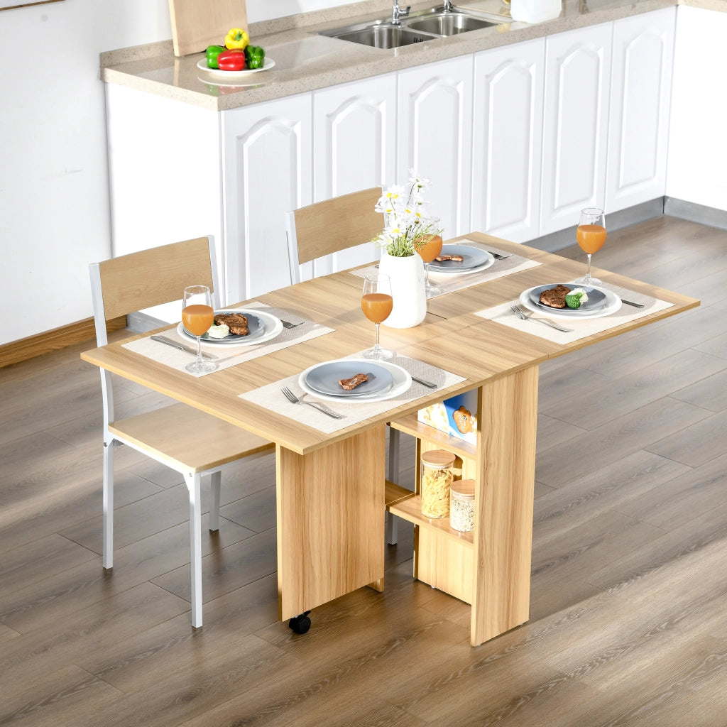 Tavolo da Pranzo Pieghevole con Ruote ¨C zephmum ¨C Legno 140x80x74 cm