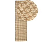 Tappeto da corridoio in iuta beige intrecciato a mano con motivo seghettato 80 x 300 cm stile boho rustico