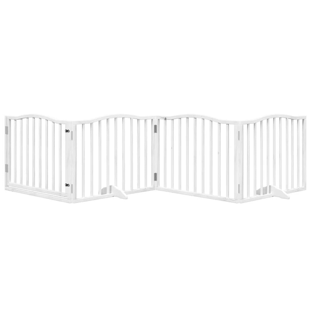 Cancelletto e porta di sicurezza per animali domestici 4 pannelli legno di pioppo bianco 02_0023345
