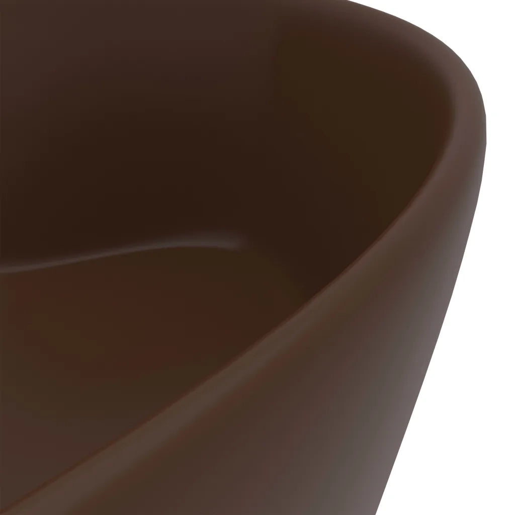 Lavandino con Troppopieno Marrone Scuro Opaco 36x13 cm Ceramica CFW1923657