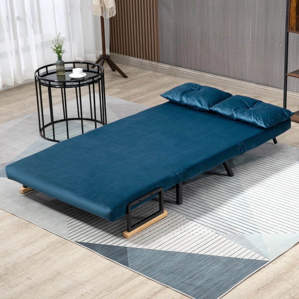 Divano letto 2 posti ¨C Minimal ¨C velluto blu naturale