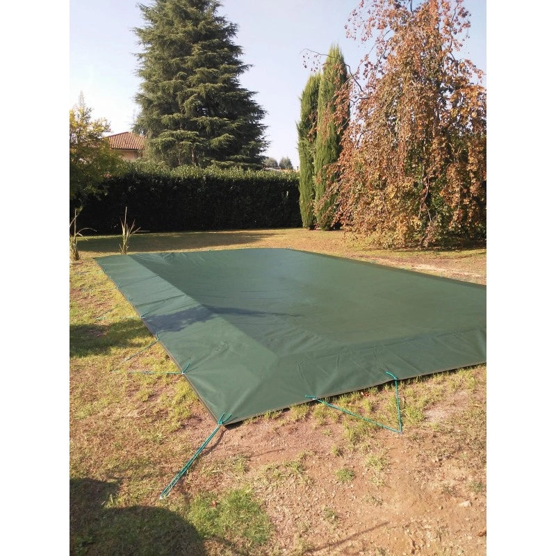 Telo Copertura Piscina 6x8m in PVC 600 gr/mq Blu - Protezione Invernale Antifoglie, Occhielli 25cm Sicurezza Bambini & Antiraggi UV