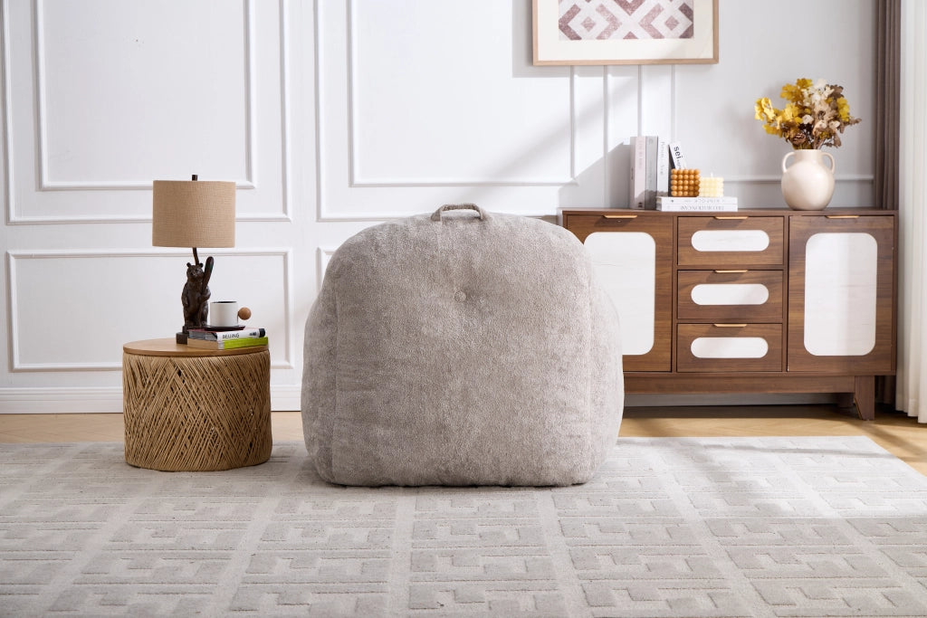 Poltrona in Pelliccia Sintetica ¨C Minimal ¨C Grigio Chiaro