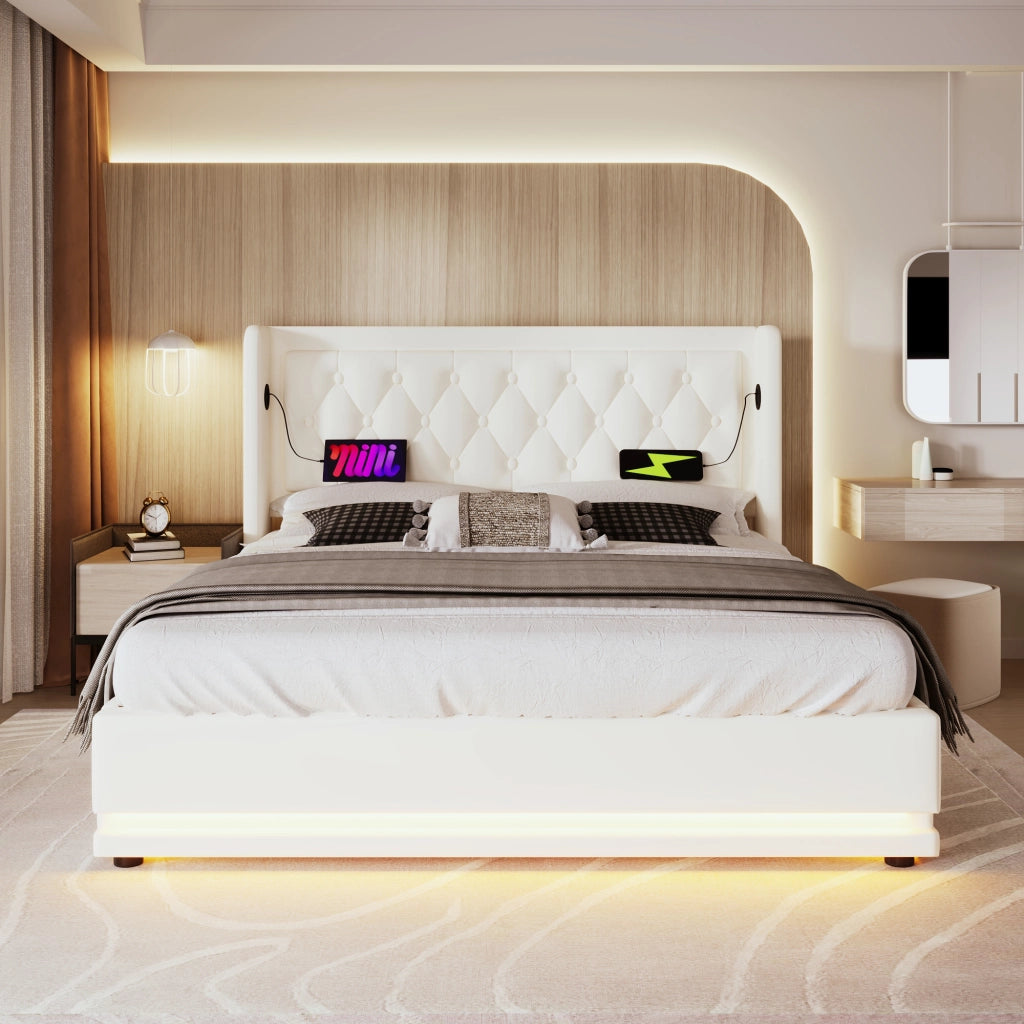 letto imbottito pu bianco 190 x 210 cm