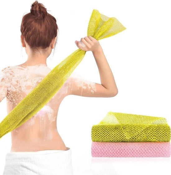Spongia esfoliante per il corpo - scrostante nylon premium - spazzola per il corpo - pulitore per la pelle - spugna per il bagno - spugna per la doccia - spugna esfoliante quotidiana.