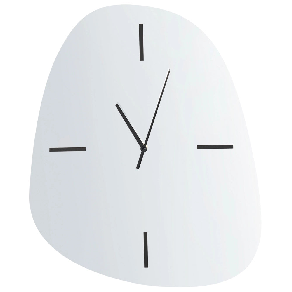 Orologio da parete in vetro argento e nero 54 x 45 cm Design minimalista Superficie a specchio Forma irregolare