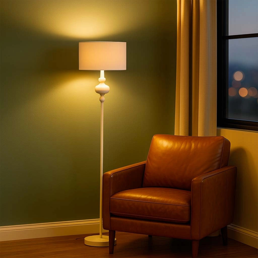 Lampada da terra in metallo bianco 40x40x154h cm