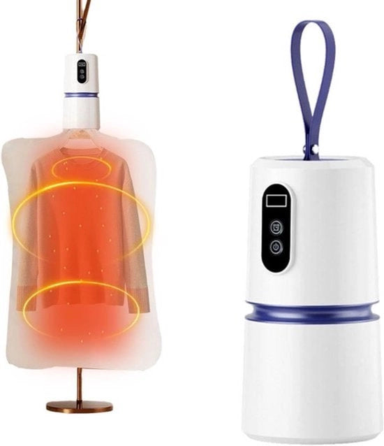 Asciugacapelli portatile - Asciugacapelli per viaggi con timer - Asciugacapelli portatile silenzioso con timer - Mini asciugacapelli multifunzione per viaggi, appartamenti, camper, case di studenti - Bianco