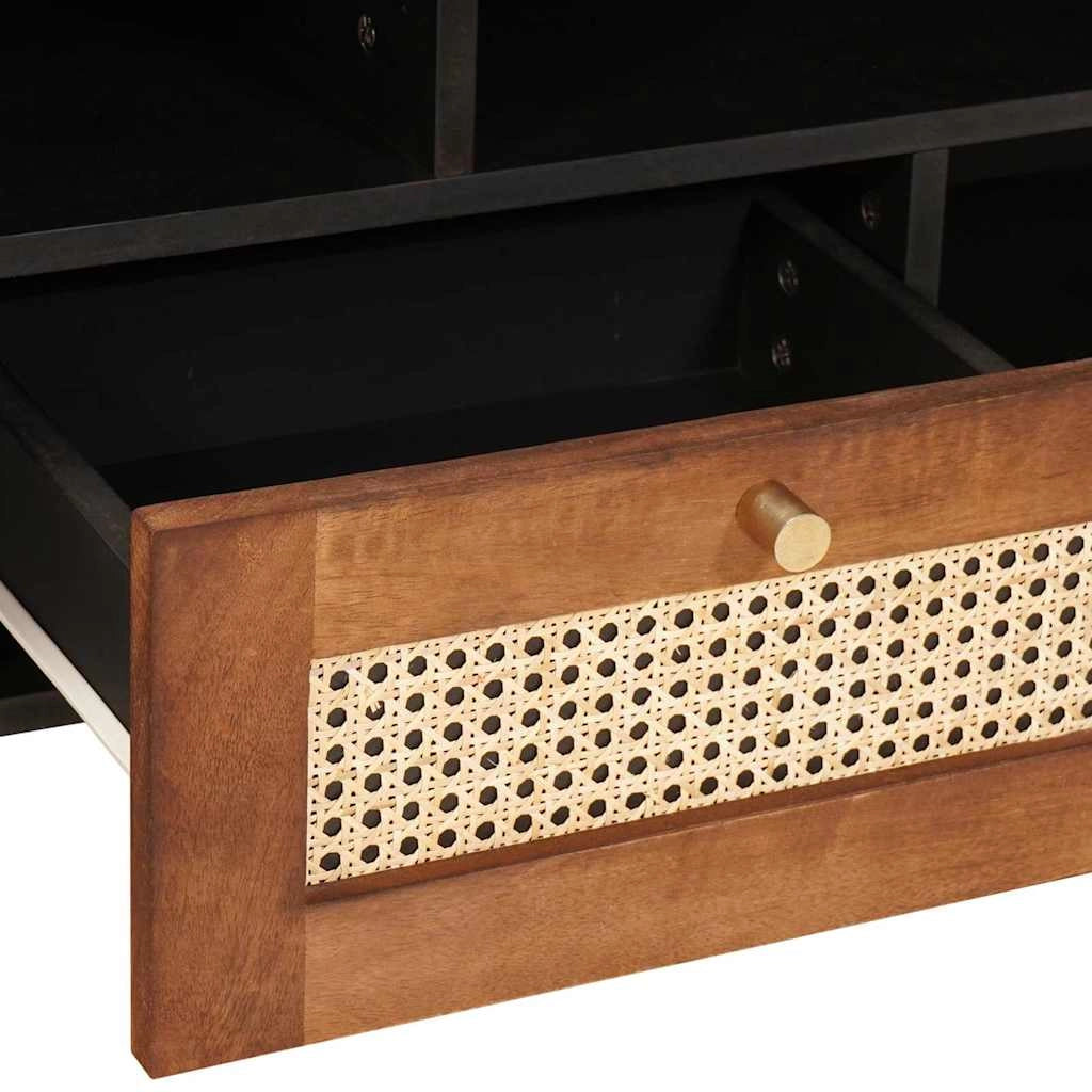 Mobile porta TV moderno dal design elegante e con spazio per riporre gli oggetti 100 x 33,5 x 46 cm in legno di mango marrone 02_0057902