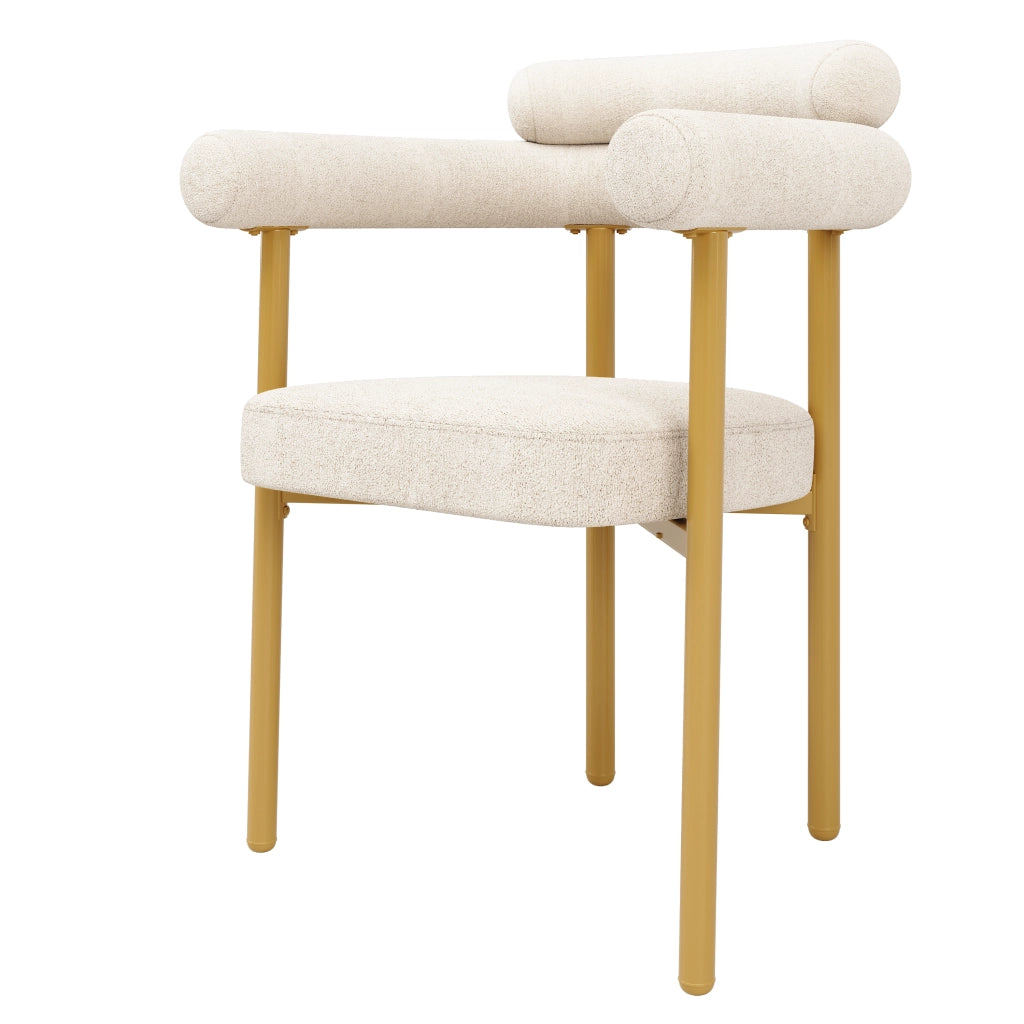 Set di 2 sedie da pranzo con schienale ergonomico e seduta imbottita ampia in tessuto effetto camoscio beige