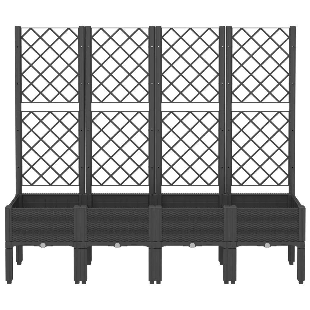 Fioriera | Cassetta per fiori | Vaso da Giardino con Traliccio Nera 160x40x142 cm in PP