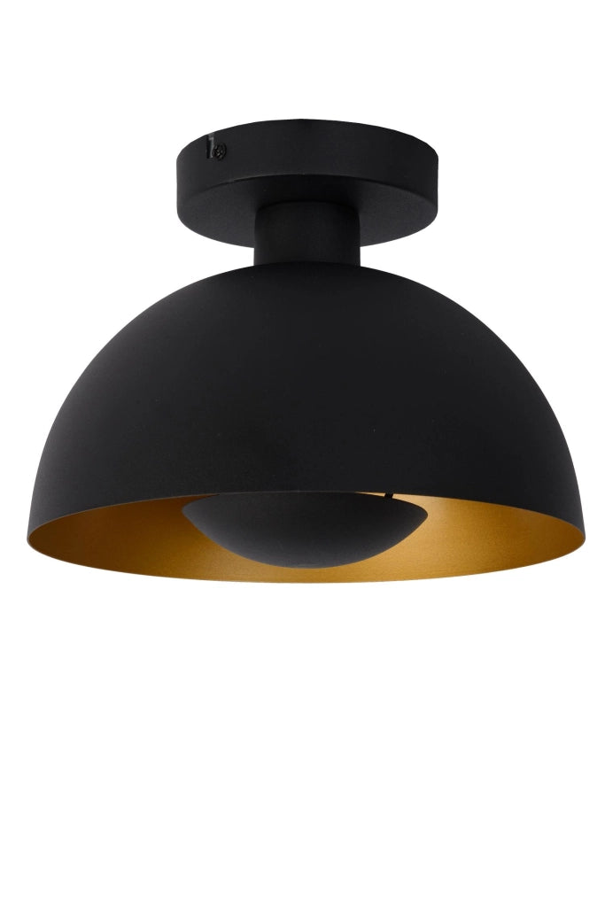 Plafoniera semisferica nero oro Siemon Lucide E27 40W