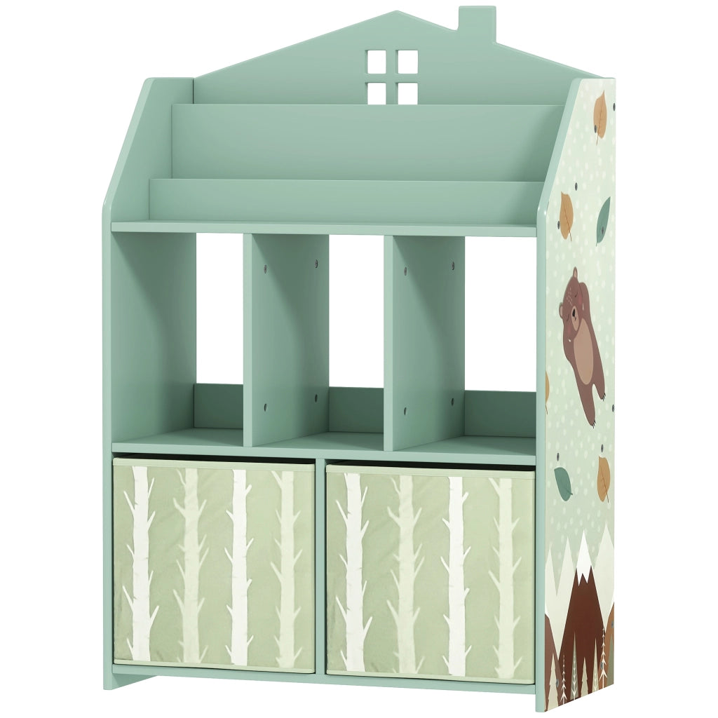 Libreria bambini con ripiani e 2 cassetti tessuto ¨C Xylo ¨C MDF verde