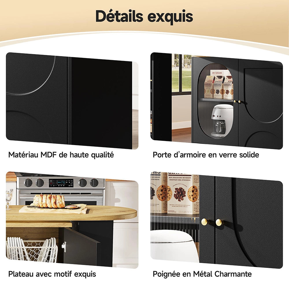 Tavolo bar rotante 360° - Xylo - con ripiano bianco/nero 138x39x102cm