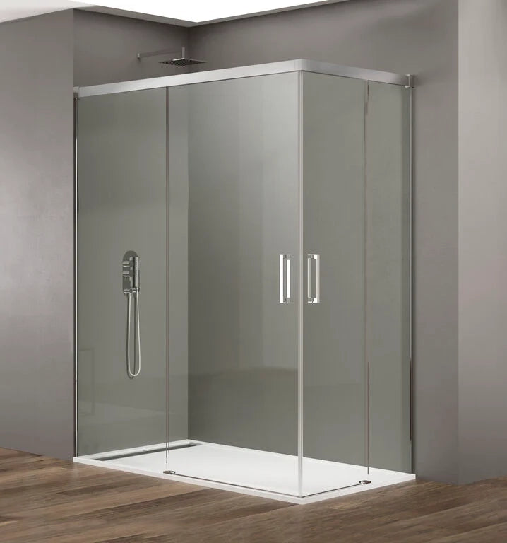 Box doccia angolare BASIC apertura al vertice 110x90 cm (105-109/85-90) cromo lucido vetro trasparente
