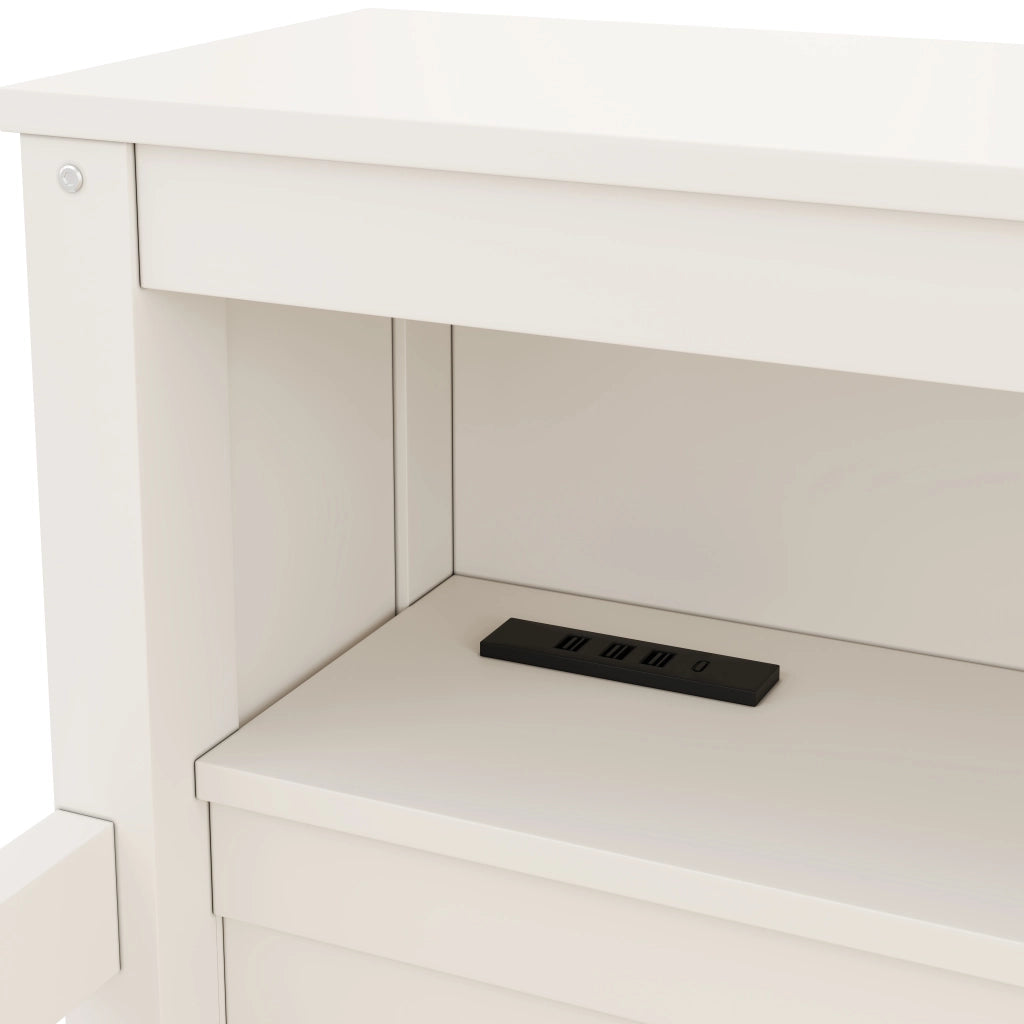 Letto a Soppalco 90x200 cm con Cassetti; Ripiani; Scala Armadio; LED; USB e Type-C