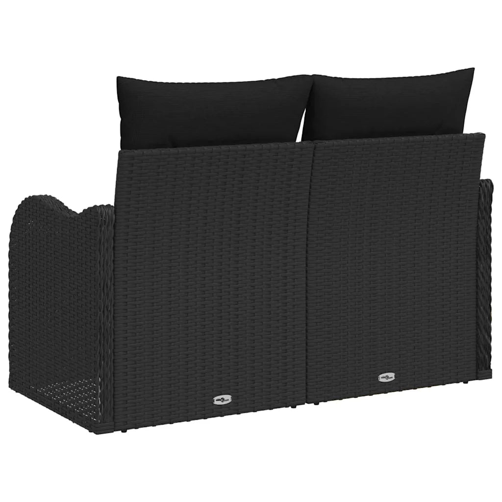 Divano da giardino con cuscino Nero 121 x 62 x 69cm polyrattan 42006731