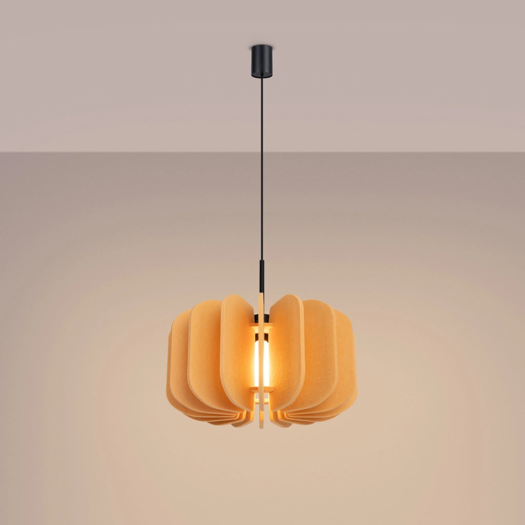Lampada a sospensione e da terra moderna MULA con paralume in feltro da 45 cm, struttura nera