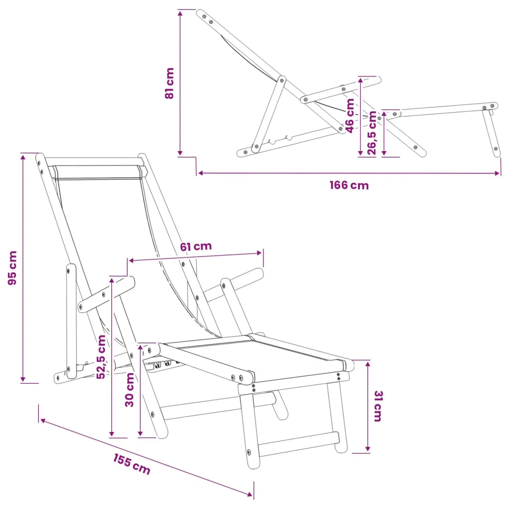 Lettino prendisole pieghevole 2 pcs 3 Posizione Crema 3407822