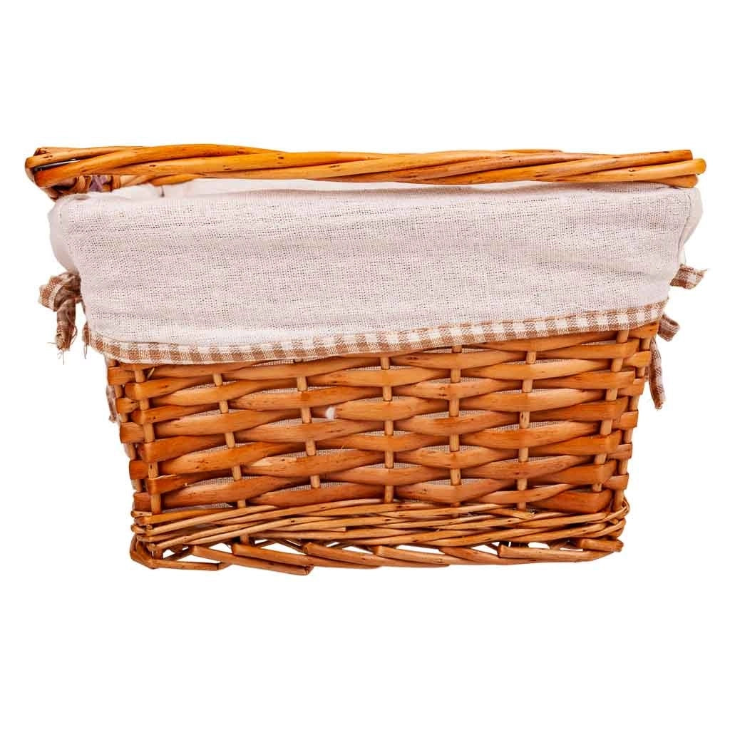 Cesto in vimini foderato con manico pieghevole marrone 38x30x17/30h