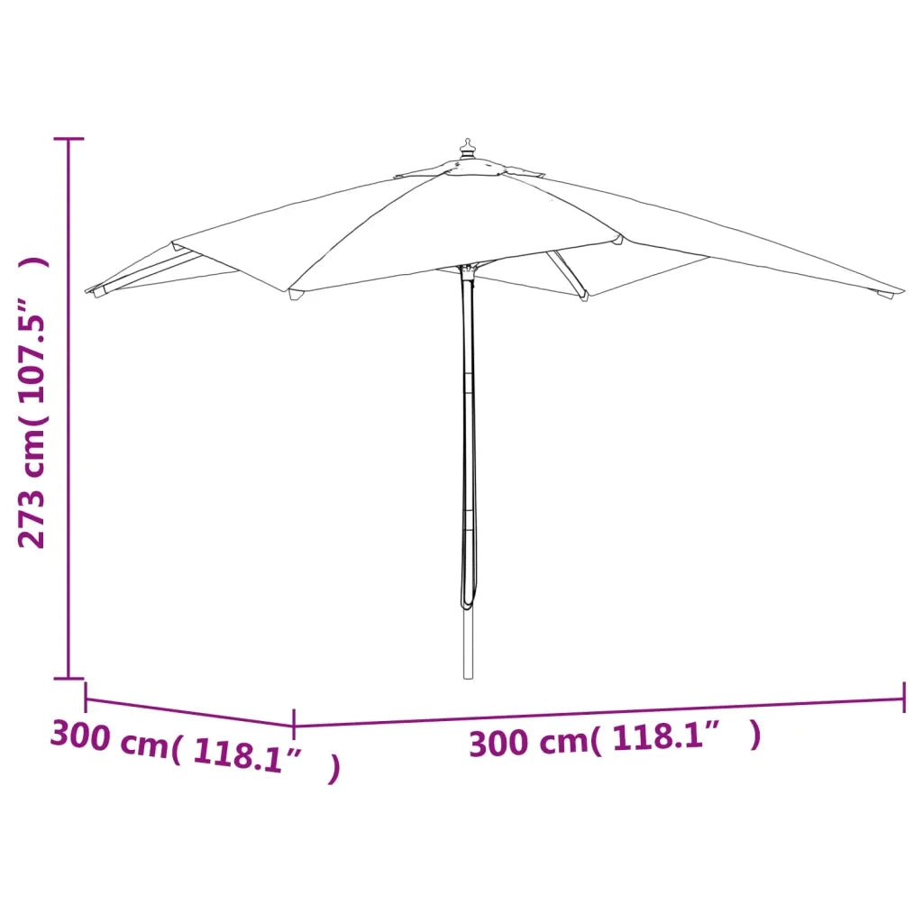 Ombrellone da Giardino con Palo in Legno Nero 300x300x273 cm 363197