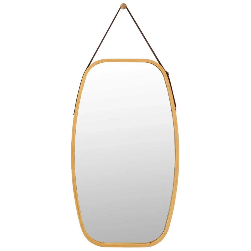 Specchio rettangolare da parete 77 x 44 x 1,5 cm riflesso nitido regolabile design moderno in bambù naturale 20_0021149