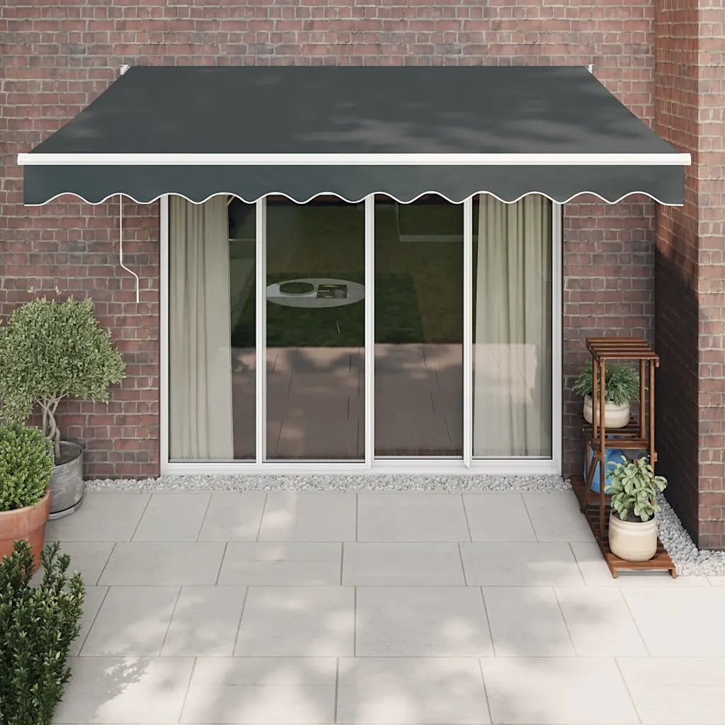 Tenda da Sole Retrattile-Tenda parasole per Patio Antracite 3,5x2,5m Tessuto e Alluminio 874017