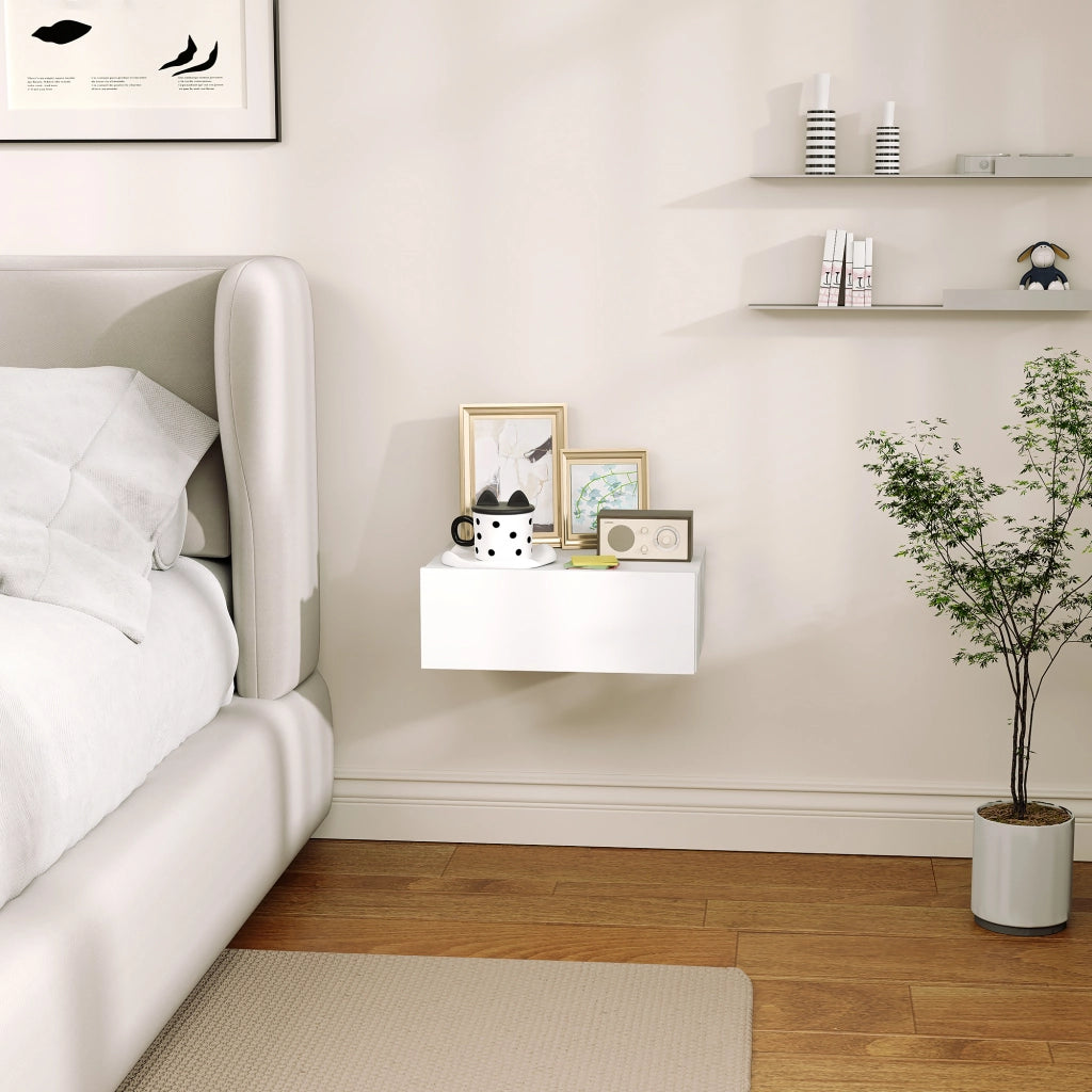 Comodino con Cassetto ¨C Minimal ¨C Legno Bianco 40x30x15