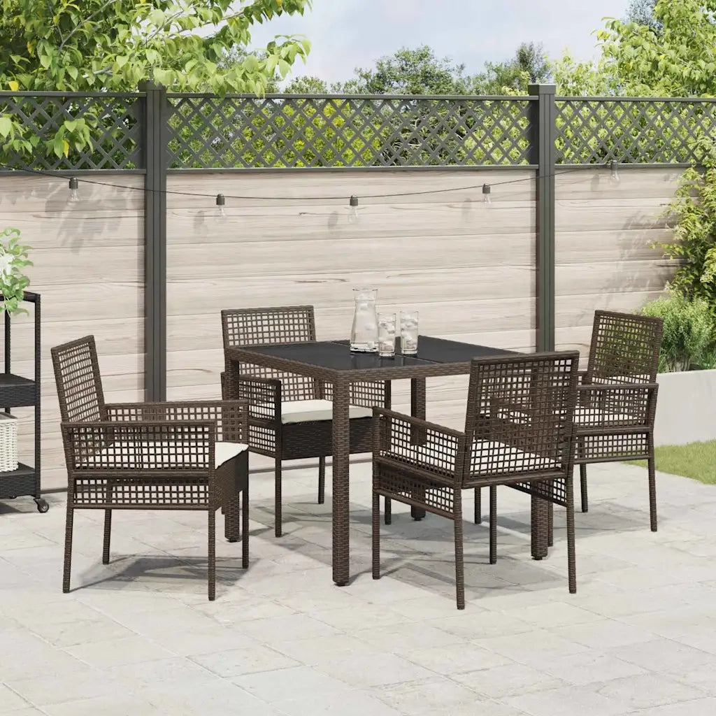 Set da Pranzo per Giardino 5 pcs Marrone polyrattan 3334864