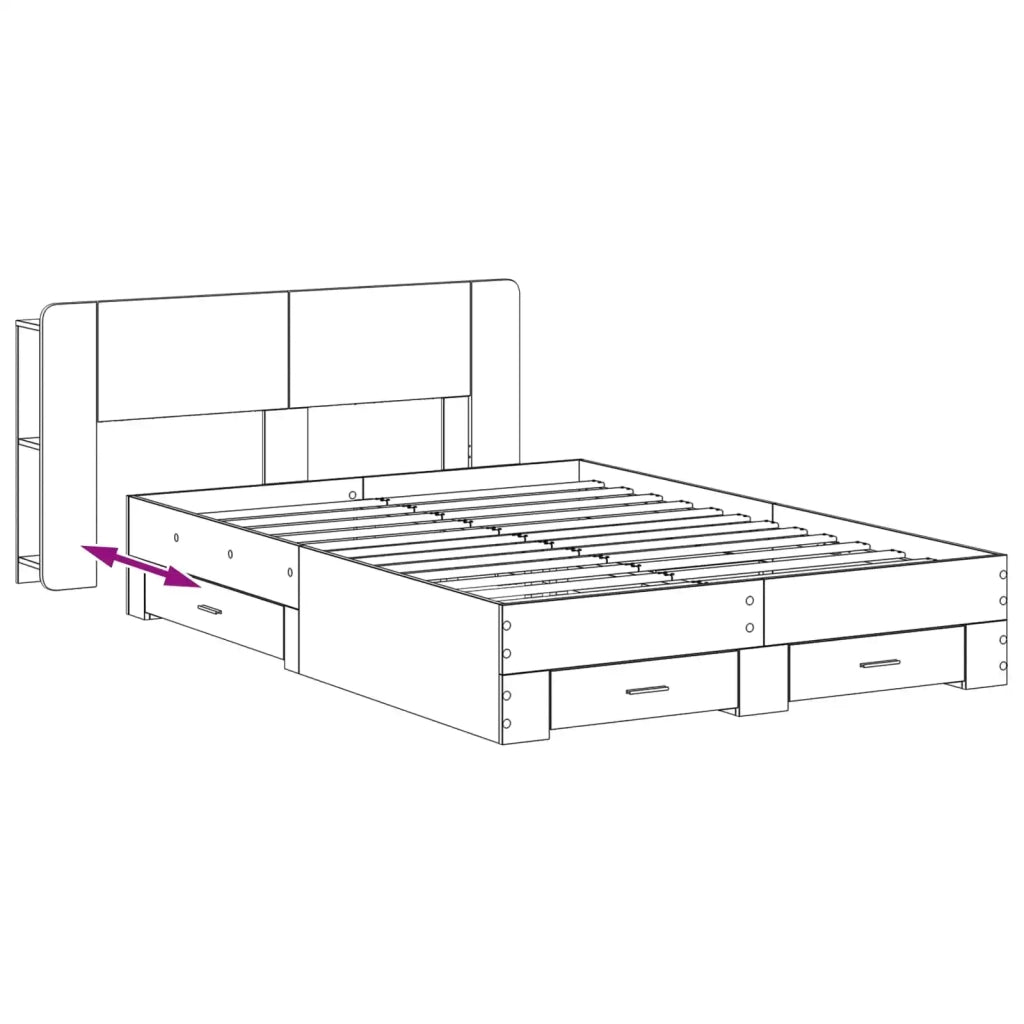 Letto matrimoniale | Letto per adulti | Telaio del letto con storage Sonoma grigio 140 x 200 cm