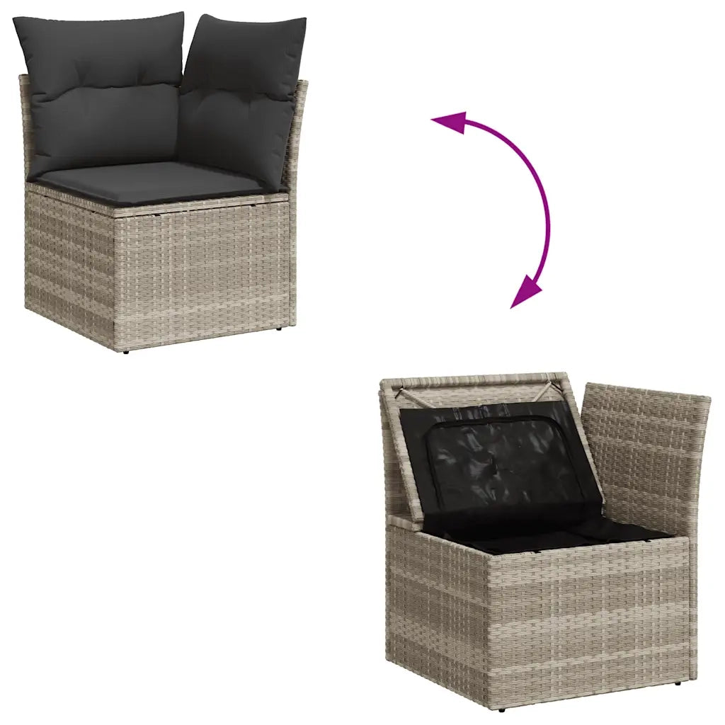 Set Divano da Giardino 9pz con Cuscini Grigio Chiaro Polyrattan 3326133