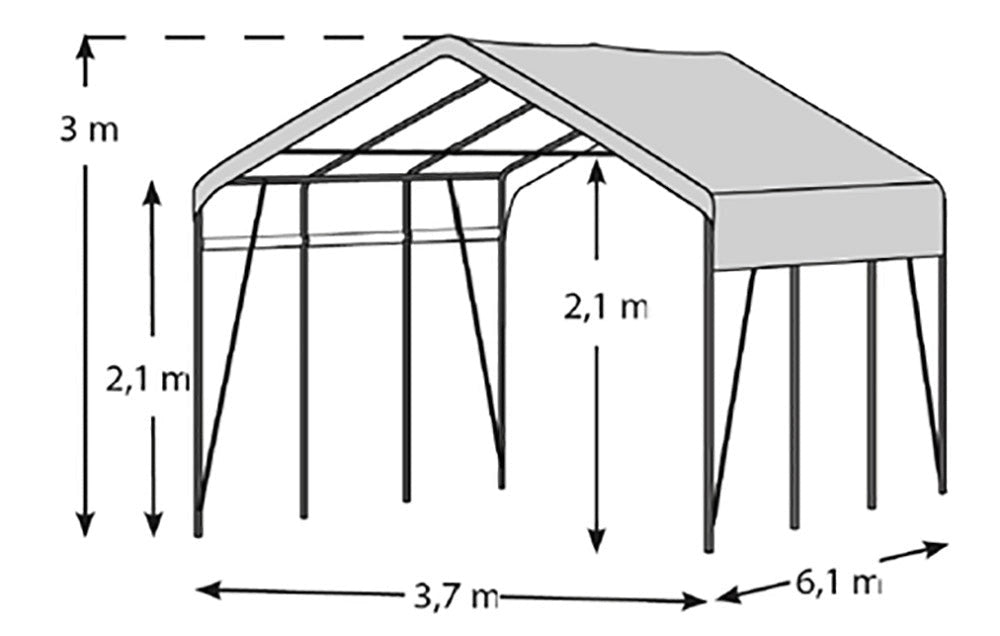Box Auto da Esterno 370x610x300 cm Struttura Ombreggiante in Acciaio Taddei Sabbia
